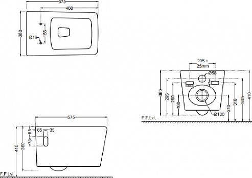 Комплект инсталляции Grohe Rapid SL 38775001 4 в 1 с кнопкой смыва и подвесным унитазом Jaquar Aria ARS-WHT-39951 с крышкой-сиденьем микролифт