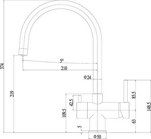 Смеситель для кухни Zorg Sanitary SZR-7020 GRAFIT, графит