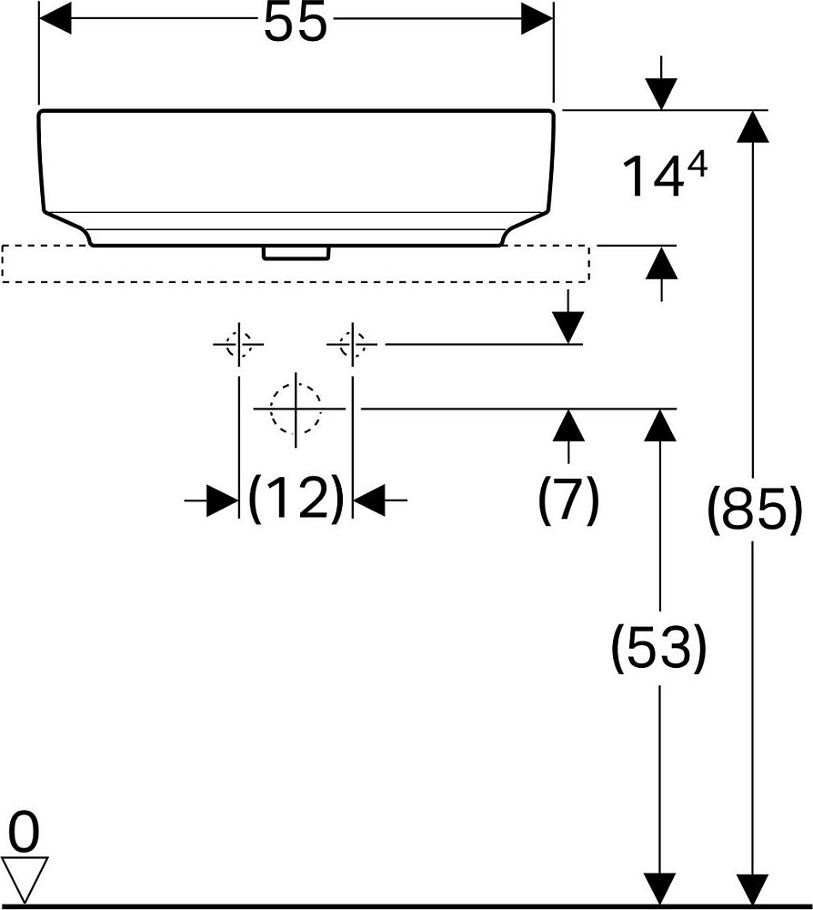 Раковина накладная 40x55 см Geberit VariForm 500.774.01.2 без отверстия перелива, белый