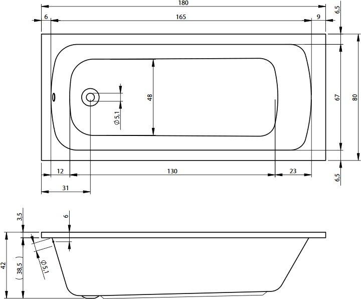 Акриловая ванна Riho Milano 180x80 BB3200500000000