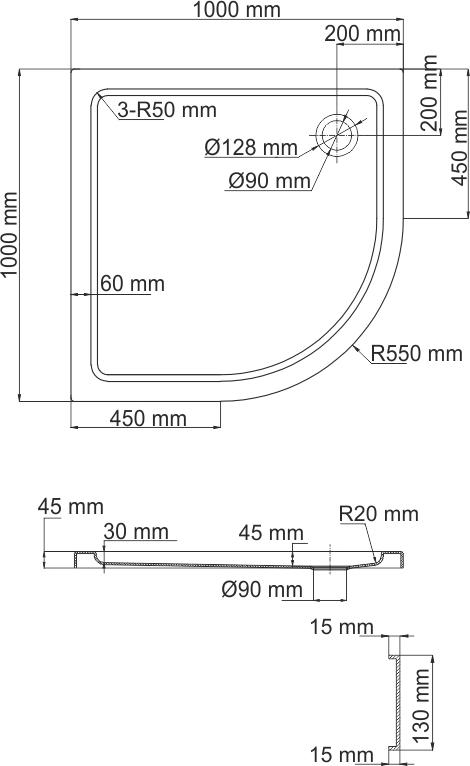 Поддон для душа Wasserkraft Isen 26T23 100 см