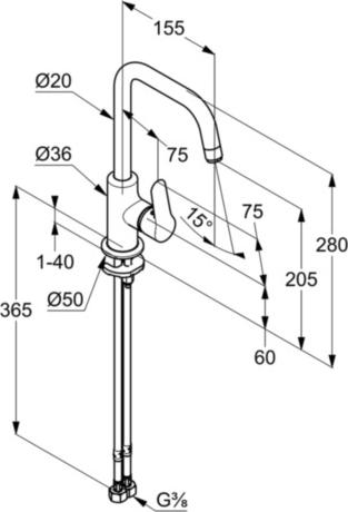 Смеситель для раковины Kludi Objekta 320240575, хром