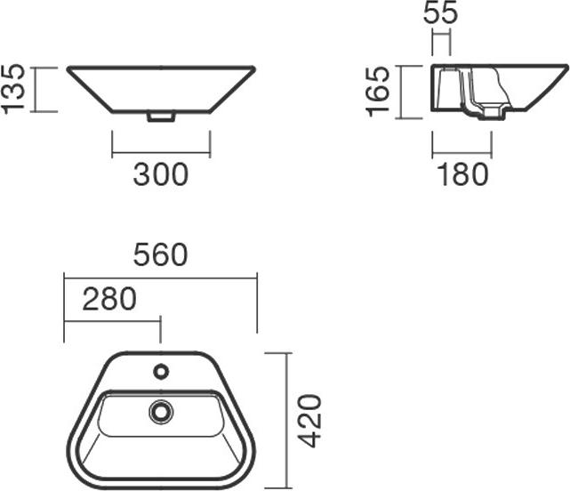 Раковина накладная 56 см Sanitana Glam S10069135900000, белый