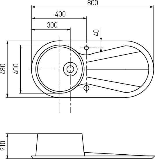 Кухонная мойка Aquaton Паола 48 1A714032PA210, чёрный