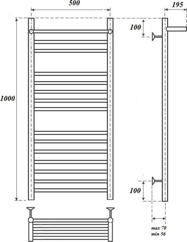 Полотенцесушитель электрический Point Аврора PN10150SPE П14 500x1000 с полкой, хром