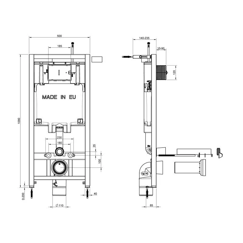 Инсталляция Jacob Delafon с безободковым унитазом Jacob Delafon Struktura EDF102-00, сиденье микролифт клавиша хром, комплект 364465