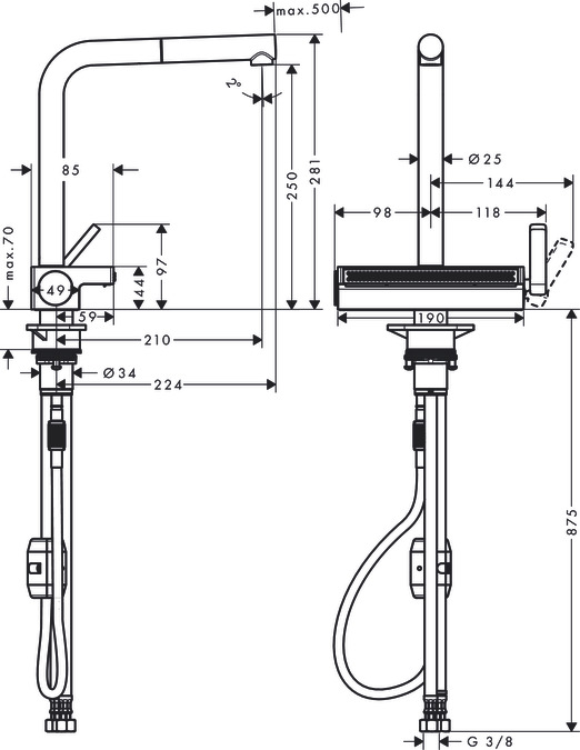 Смеситель для кухни Hansgrohe Aquno Select M81 73836000, хром