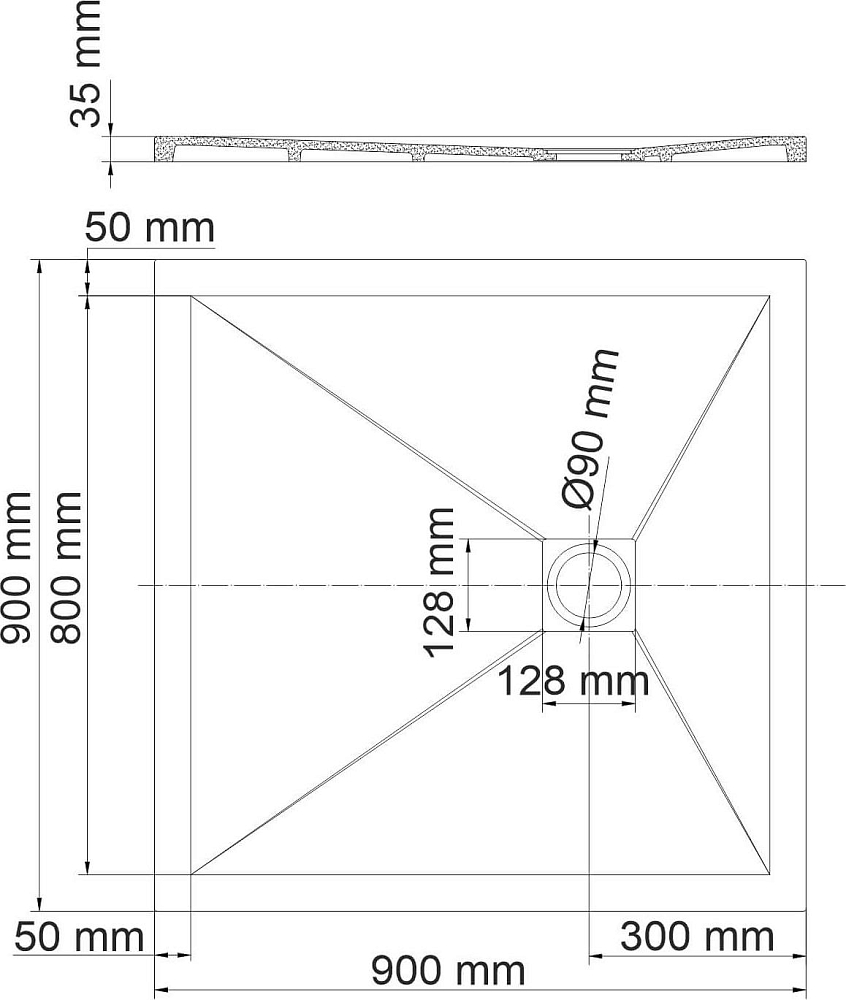 Душевой поддон WasserKRAFT Aller 10T03 90x90 см, слоновая кость матовая