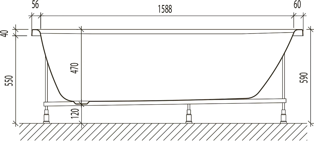 Акриловая ванна STWORKI Хальмстад 170x75 SW1017075026 белый