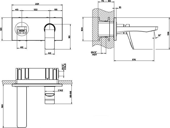 Смеситель для раковины Gessi Rilievo 59092#031, хром