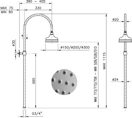 Душевая стойка Nicolazzi Classic shower 5711WS BZ 30