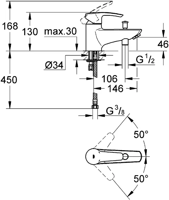 Смеситель для ванны с душем Grohe Eurostyle New 33614001 хром