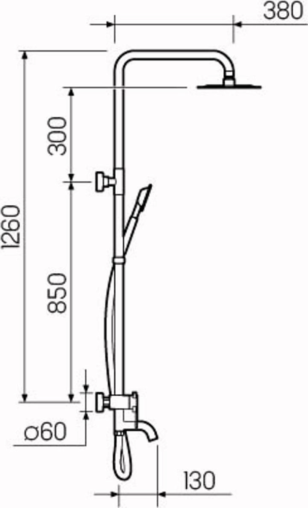 Душевая стойка РМС SUS124-009DK, нержавеющая сталь