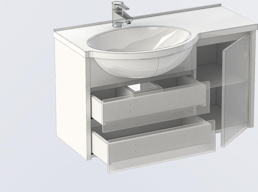 Тумба с раковиной Aquanet Лайн 90 L