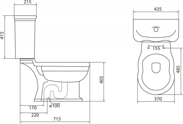 Унитаз-компакт BelBagno Boheme BB115CPS с вертикальным выпуском с бачком BB115T