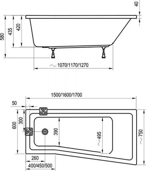 Передняя панель для ванны Ravak BeHappy II 160 L CZ96100A00