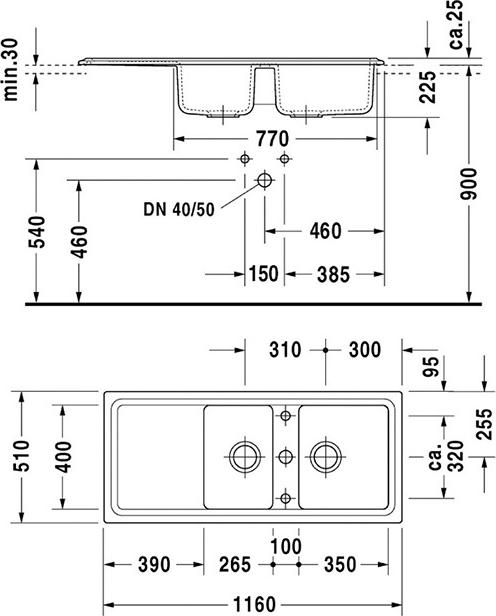 Кухонная мойка Duravit Cassia 116 7513110000, белый