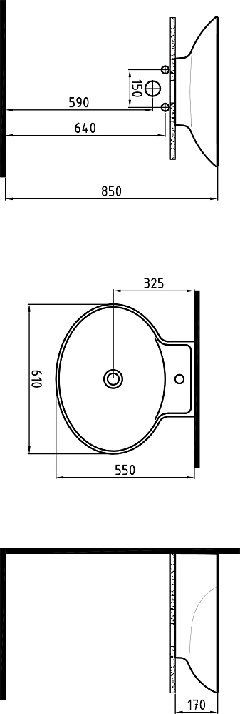 Раковина Bien Harmony HRLG06101FD1W3000 61 см