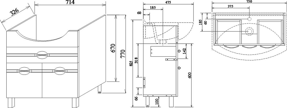 Ares тумба подвесная beton 100 10 1105b