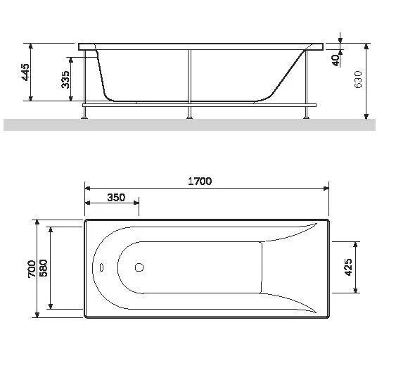 Акриловая ванна AM.PM Spirit W72A-170-070W-A2_sanjet_line_chrome белый