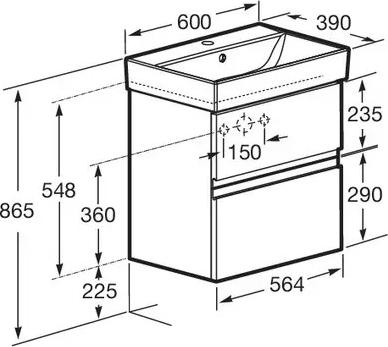 Тумба с раковиной Roca Oleta 60 ZRU9307569 + смеситель, белый матовый