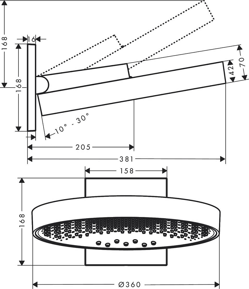 Верхний душ Hansgrohe Rainfinity 360 3jet 26234000, хром