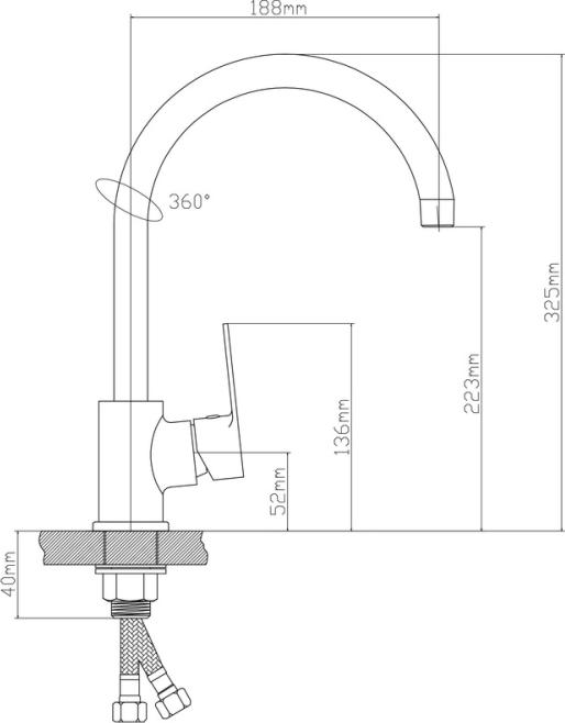 Смеситель для кухни BOOU B8289-28J, хром