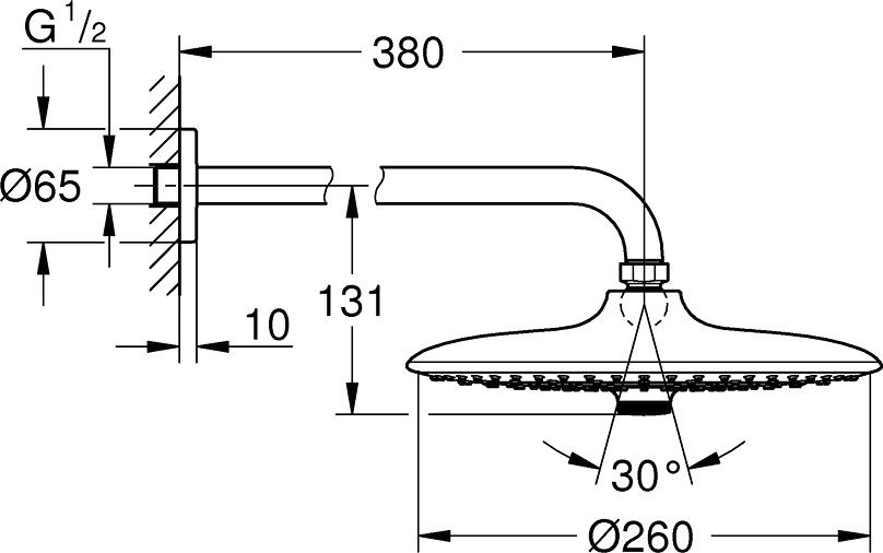 Верхний душ Grohe Euphoria SmartControl 26459000 с кронштейном