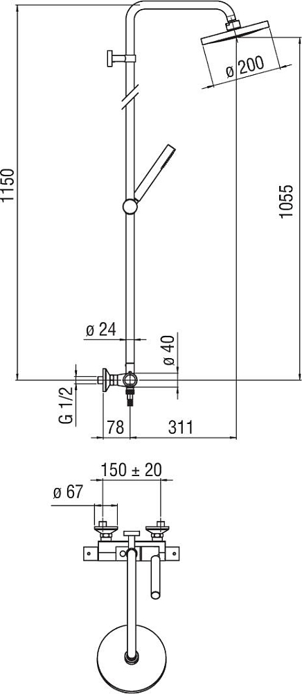 Душевая стойка Nobili Tea TE85330/30CR