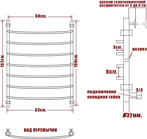 Полотенцесушитель электрический Ника Arc ЛД 100/60-7