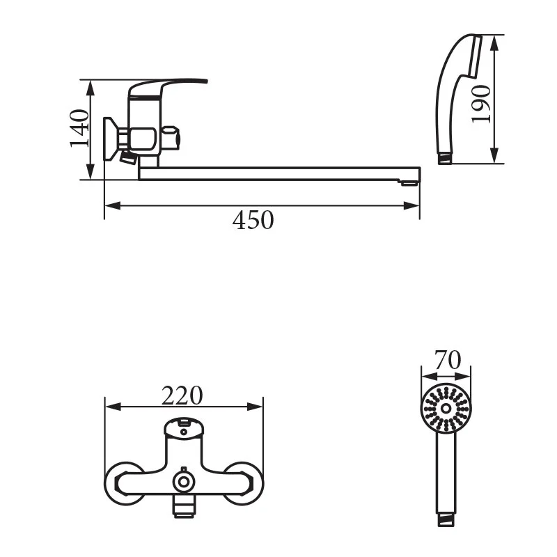 Смеситель для ванны с душем Veragio Pont VR.PNT-2105.CR хром