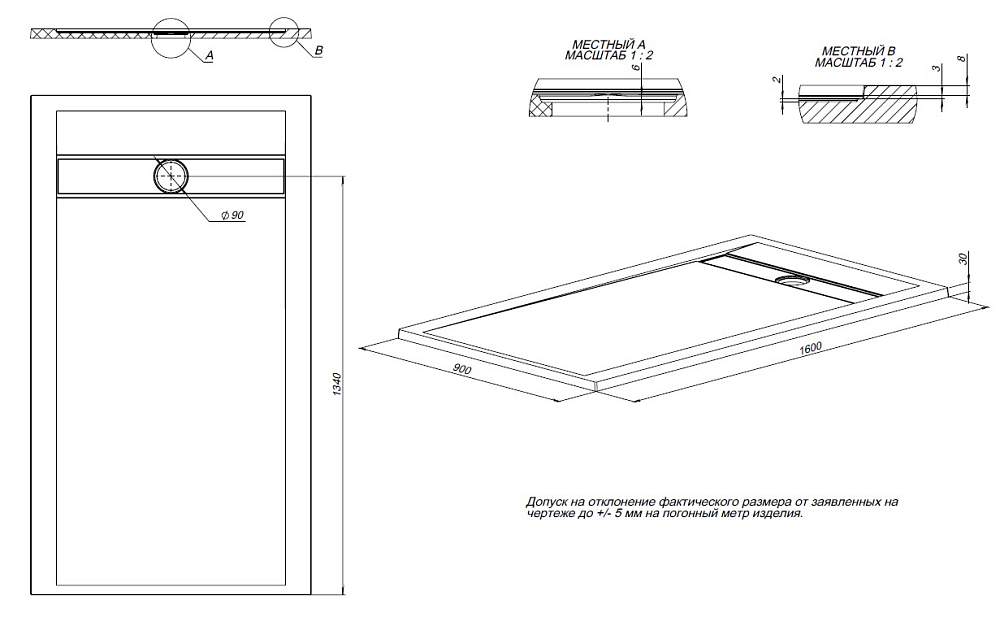 Душевой поддон Allen Brau Infinity 160x90 8.21007-BGM синий матовый