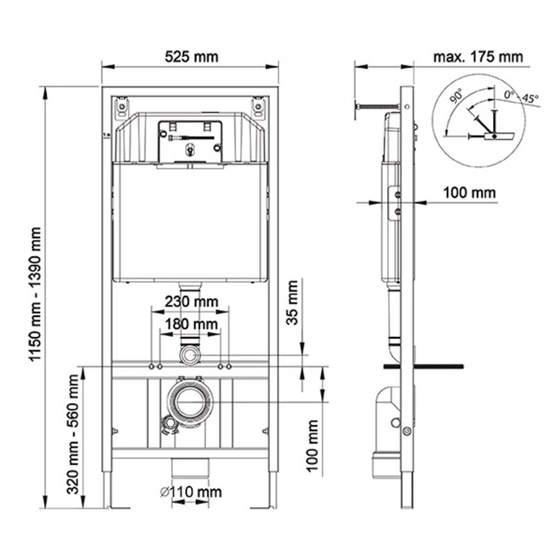 Инсталляция Berges Novum 040265, для подвесного унитаза, кнопка O5, цвет Soft Touch черный