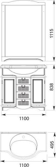 Тумба с раковиной Aquanet Луис 110 белая