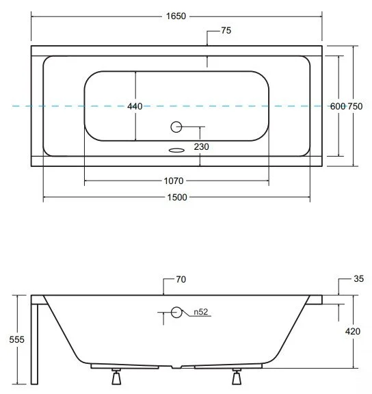 Акриловая ванна Besco Quadro WAQ-165-PK белый