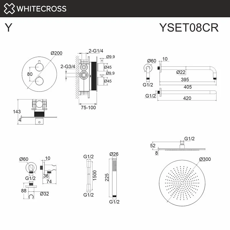 Душевая система Whitecross Y gold YSET08GL золото