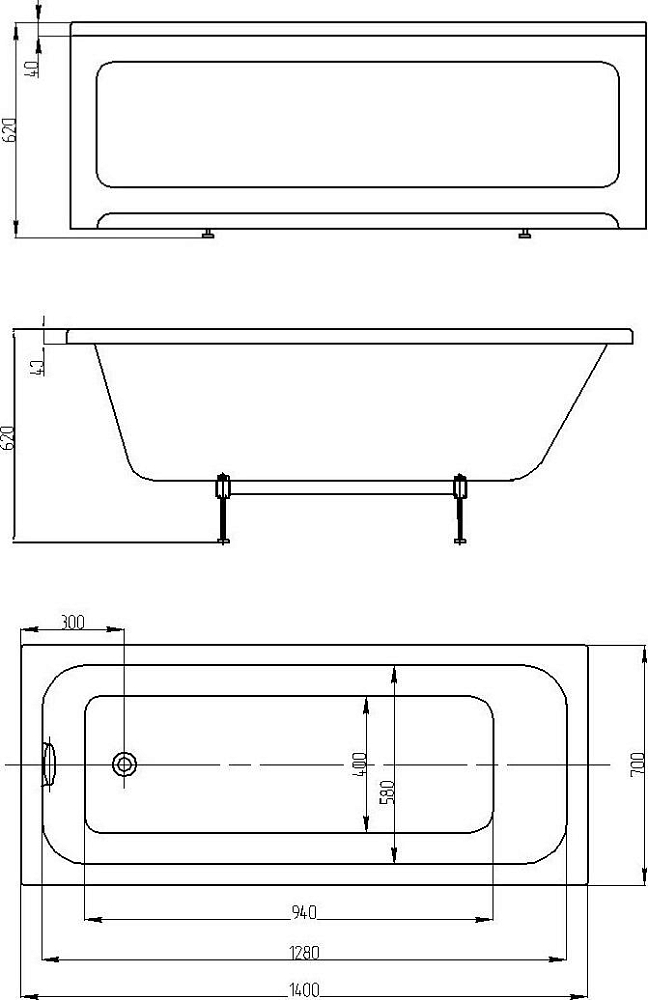 Акриловая ванна см Aquatek Мия 140х70 EFVA140, белый