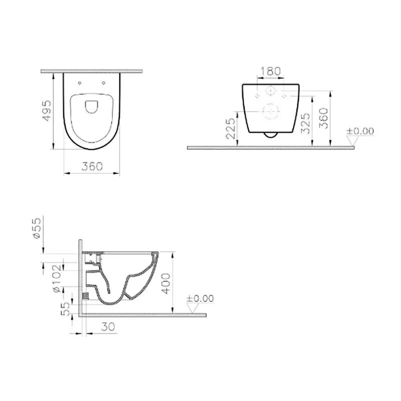 Подвесной безободковый унитаз Vitra Raum 7747-003К0101, крышка микролифт