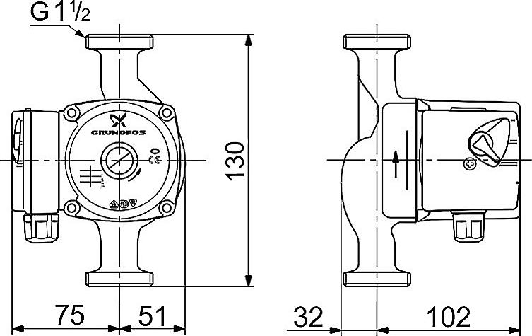 Циркуляционный насос Grundfos UPS 25-50 130