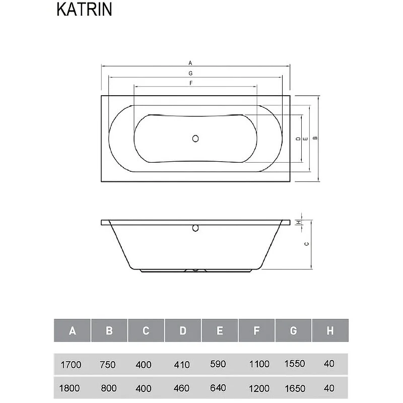 Акриловая ванна Relisan Katrin Гл000026033 белый