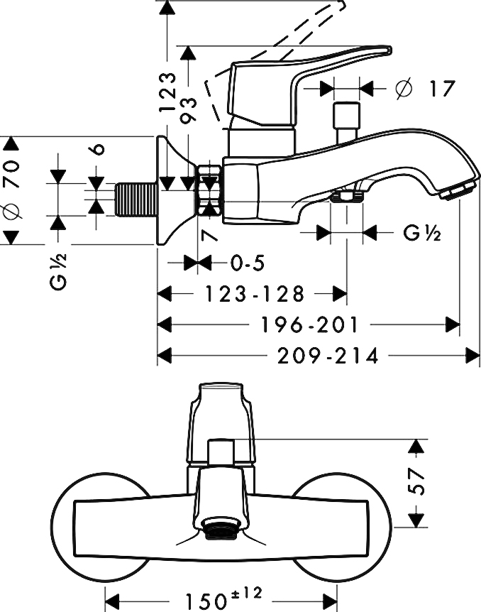 Смеситель для ванны с душем Hansgrohe Metris Classic 31478000, хром