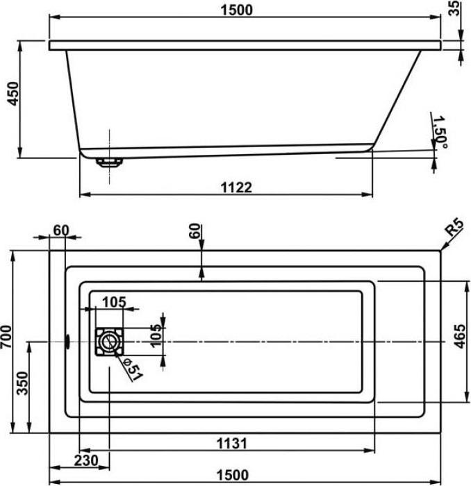 Акриловая ванна Vagnerplast Cavallo 150х70 VPBA157CAV2X-04