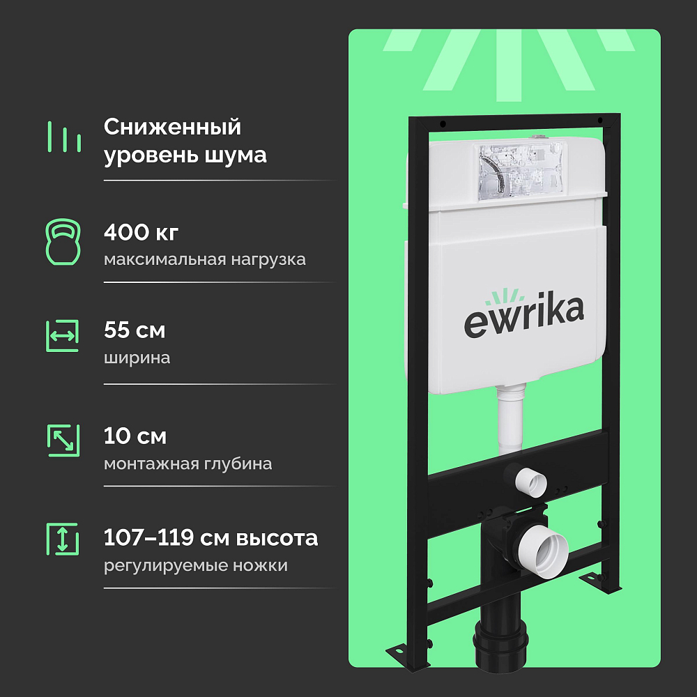 Комплект Унитаз подвесной STWORKI Дублин SETK3504-0605-001-1-6000 с микролифтом + Инсталляция Ewrika ProLT 0026-2020 + Кнопка 0040 хром матовый