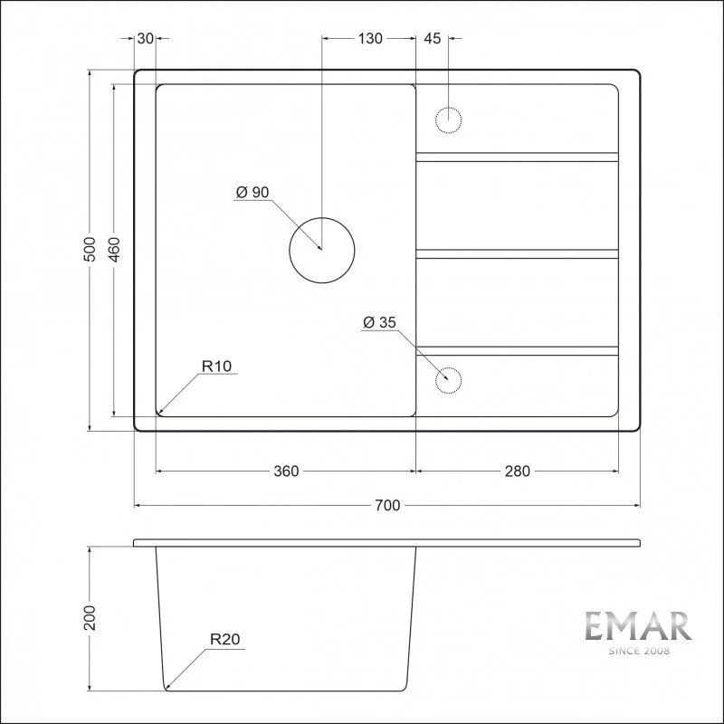 Кухонная мойка Emar Quartz EMQ-1700.Q Берилл бежевый