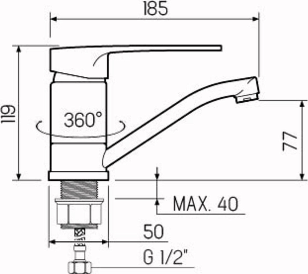 Смеситель для кухни РМС SL52-004FB-15, хром