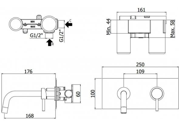 Смесители для раковины Paffoni Light LIG101HGSP/M золото