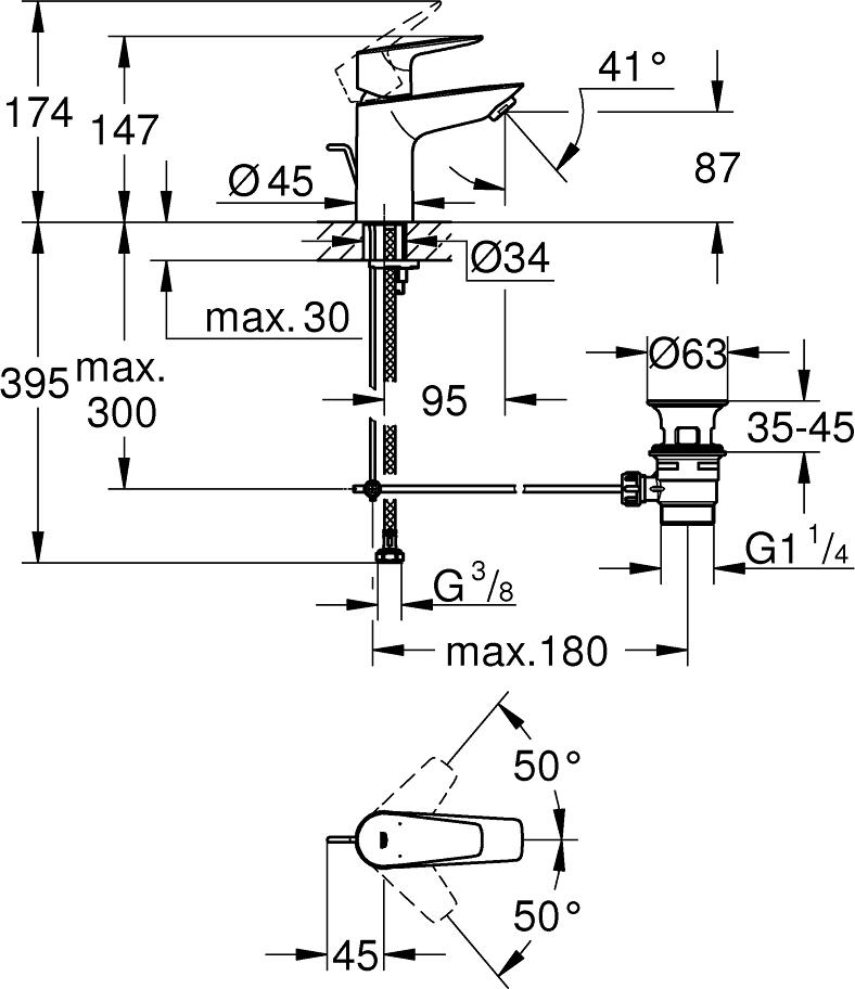 Смеситель для раковины Grohe BauEdge 23894001, хром