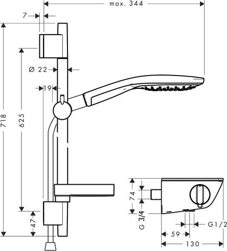 Душевой комплект Hansgrohe Ecostat/Raindance Select S 150 27036400