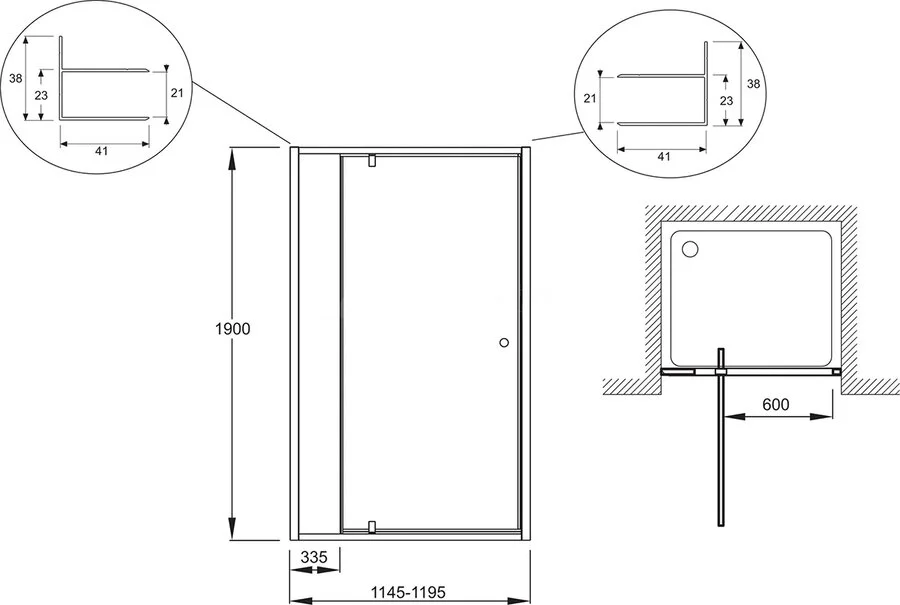 Душевая дверь в нишу Jacob Delafon Serenity 120x190 E14P120-GA профиль хром, стекло прозрачное