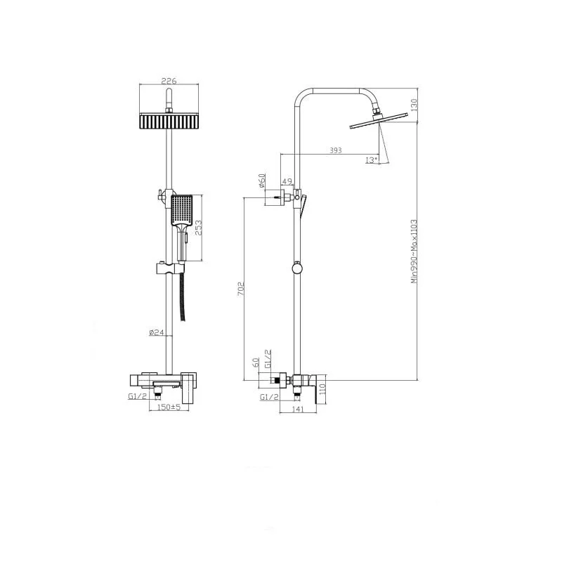 Душевая система Rush Thira TR3635-50Black хром